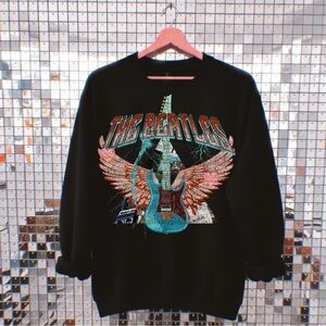 Black Graphic Beatles Sweatshirt Small-3X